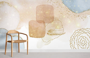 Abstract Watercolor Gold Speck Mural Wallpaper