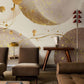Golden and Spheritis lines Wallpaper for the living room in an abstract style