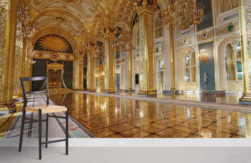 Luxurious Gold White Baroque Mural Wallpaper