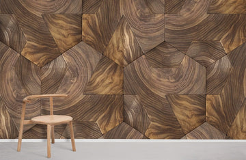 Geometric Wooden Herringbone Mural Wallpaper