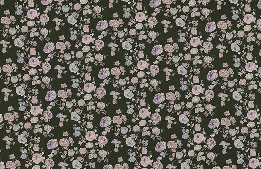 Vintage Floral Dark Green Mural Wallpaper