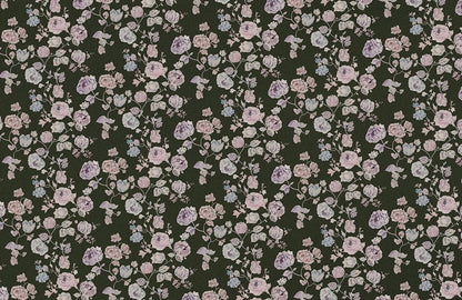 Vintage Floral Dark Green Mural Wallpaper