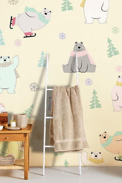 Sports Bear Cartoon Animal Wall Mural Design