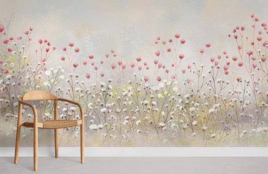 Neutral Floral Fields Mural Wallpaper