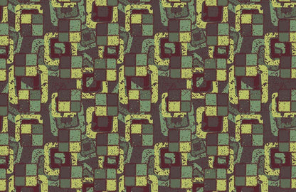 Retro Geometric Green Black Mural Wallpaper