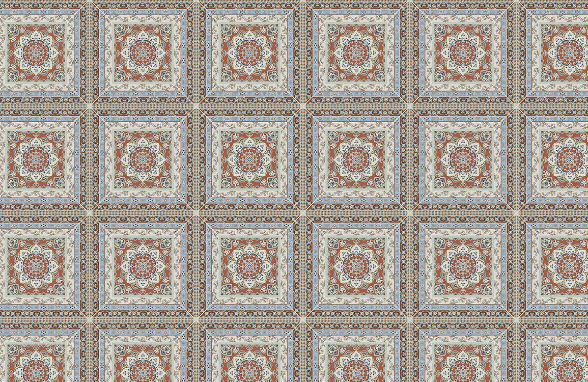 Vintage Geometric Floral Tile Mural Wallpaper