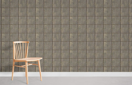 Modern Beige Geometric Grid Mural Wallpaper