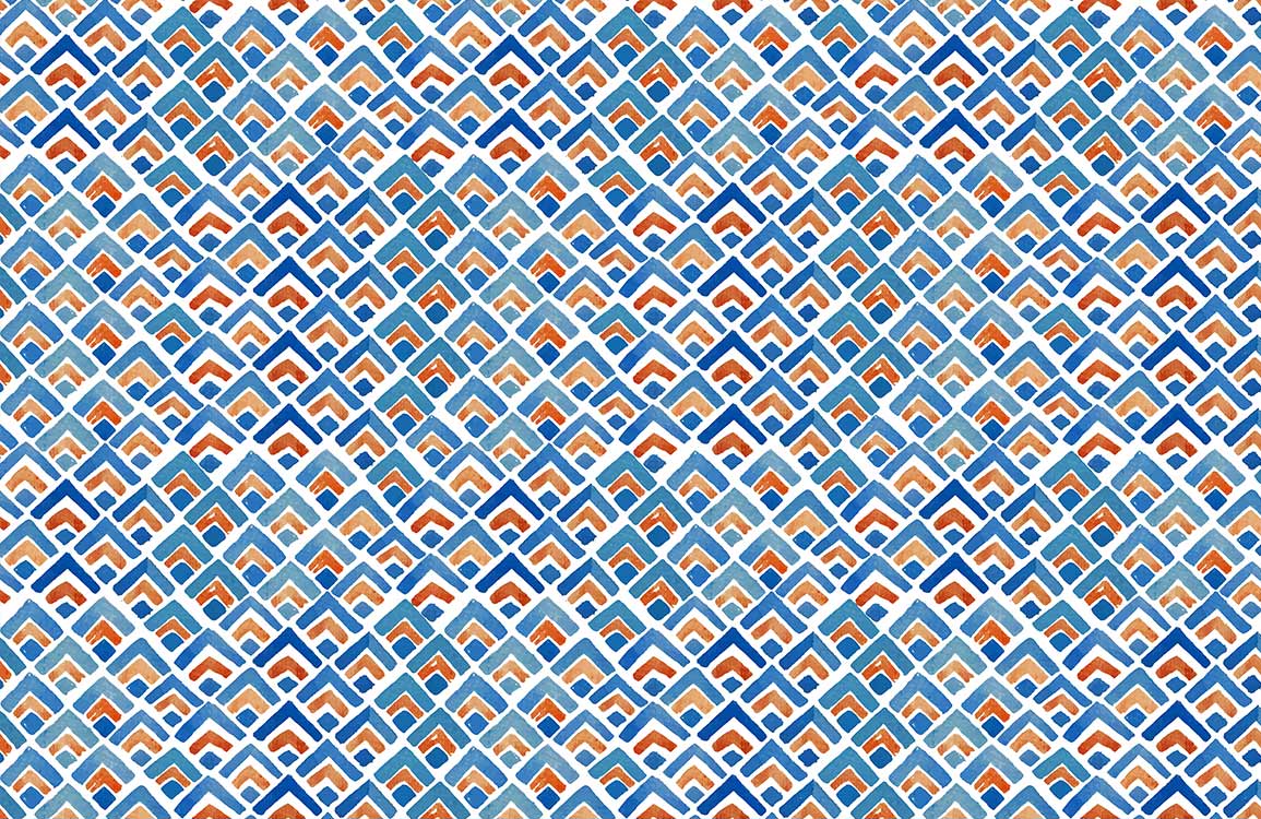 Modern Geometric Blue Orange Mural Wallpaper