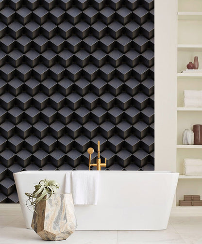 Wallpaper with a fear design for the bathroom