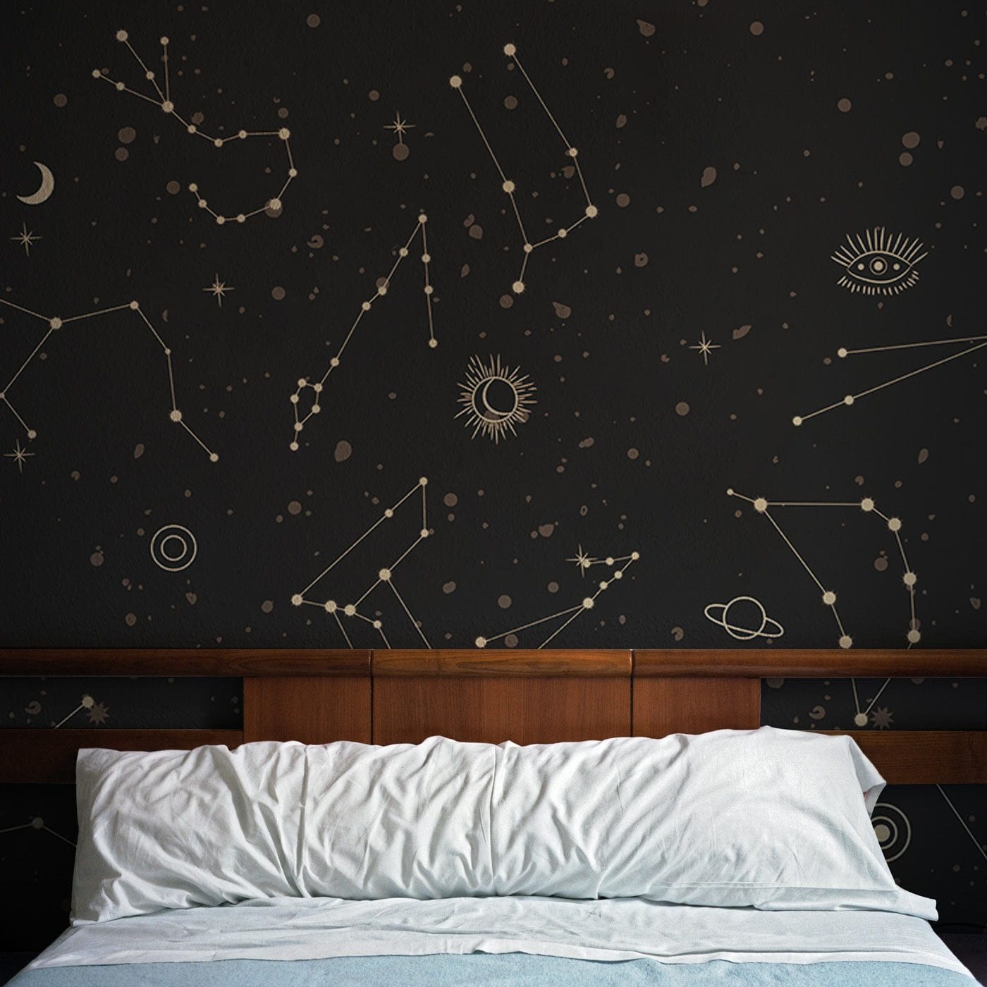 Pattern of Star Signs on Wallpaper Mural for Use as D��cor in Bedroom
