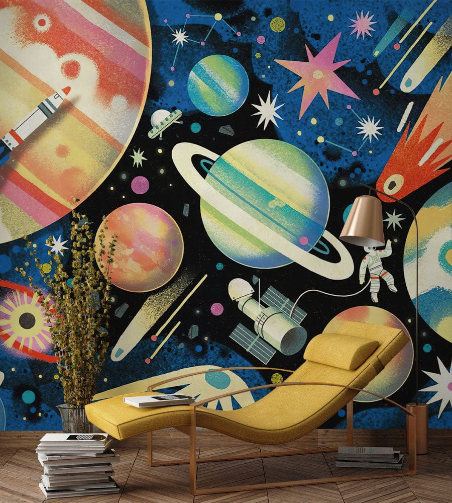 space galaxy wallpaper mural hallway decoration