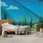 Bedroom Decoration Featuring a Wall Mural of a Cactus in Luna's Starry Night