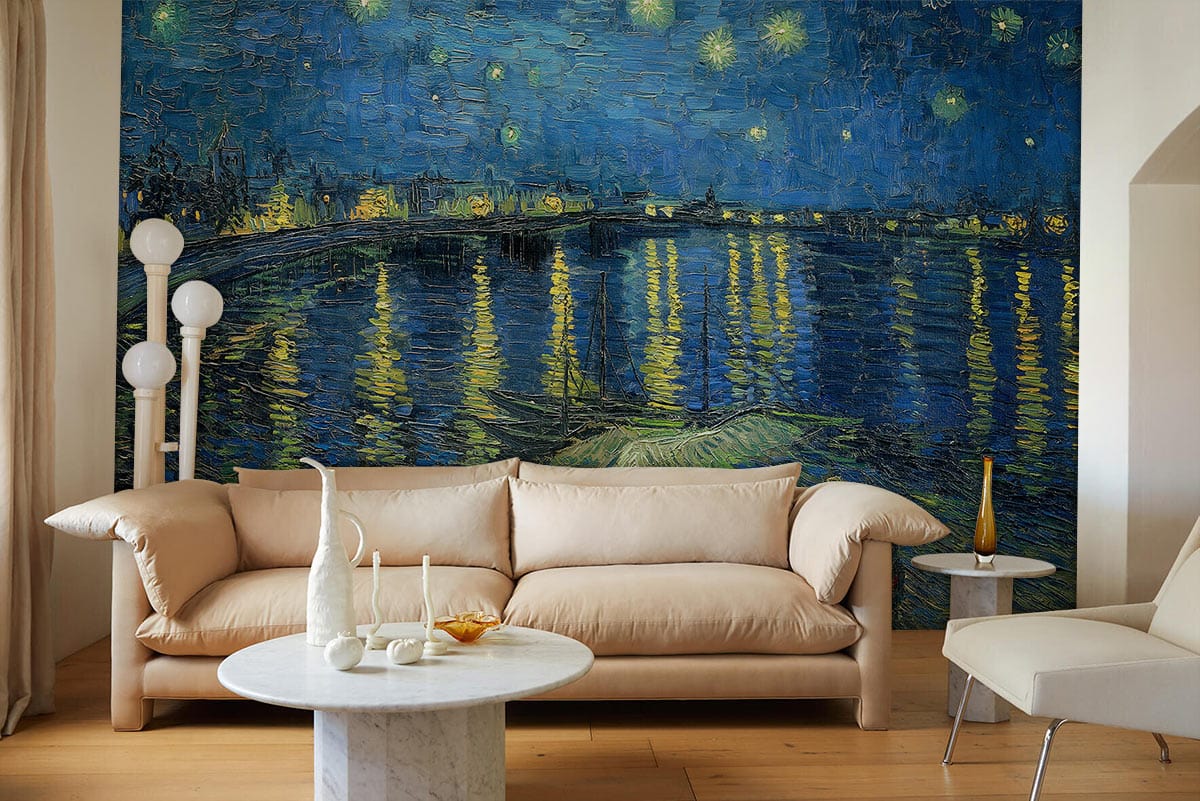 Starry sky oil painting wall Murals for living Room decor