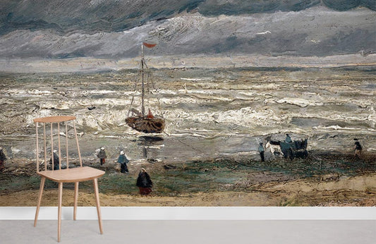 Stormy ocean oil painting Mural Wallpaper for Room decor