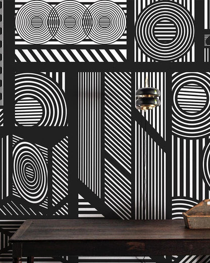 Wall Mural for the Hallway Decorated with Straight Machine Lines