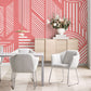 Wall Mural with Pink Machine Lines, Suitable for Use as Dining Room Decoration