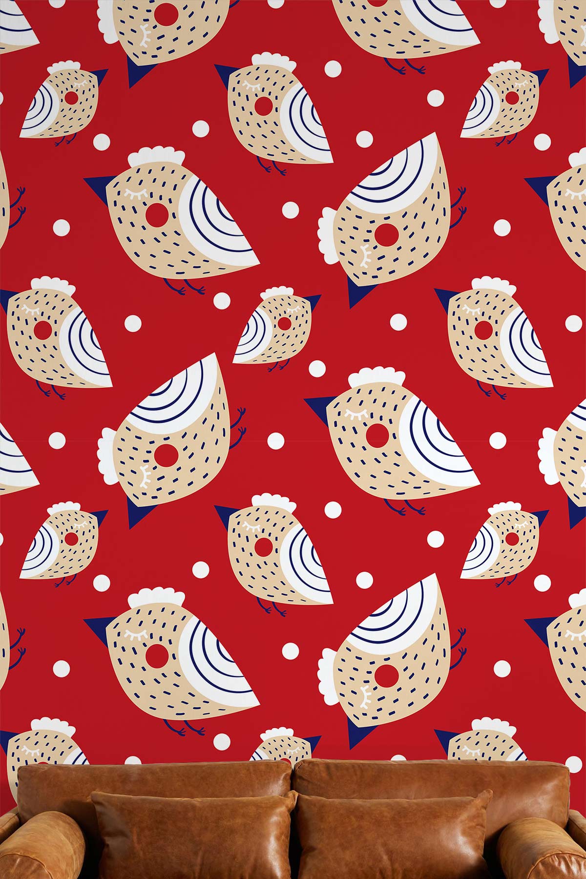 Strawberry Birds Wallpaper Mural Custom Design