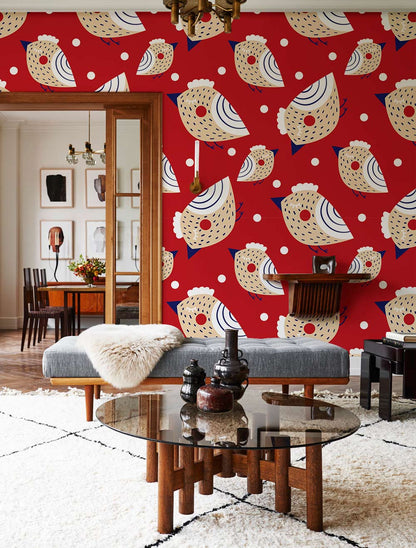 Strawberry Birds Wallpaper Mural Home Decor