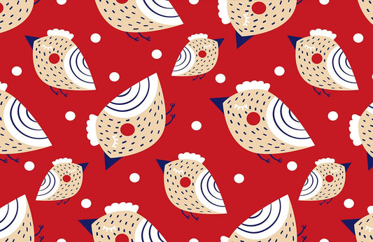 Strawberry Birds Animal Pattern Wallpaper Mural