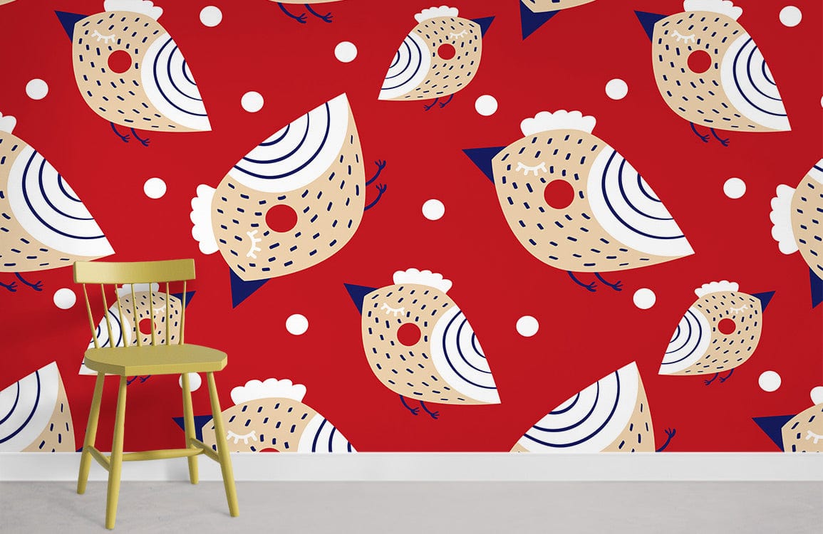Strawberry Birds Wallpaper Mural For Room