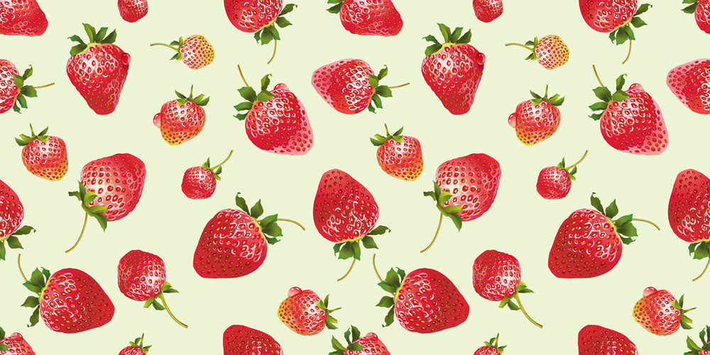 wallpaper with a strawberry design in a dining room