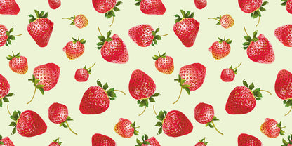 wallpaper with a strawberry design in a dining room