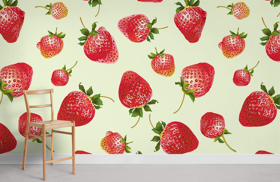 adorably sweet strawberry wall murals