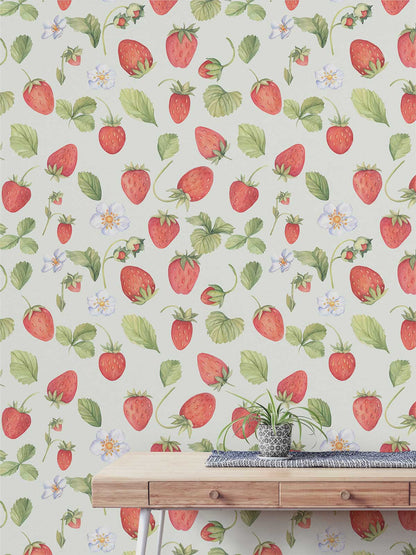Vintage Strawberry Botanical Mural Wallpaper