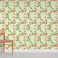 Vintage Floral Patterned Green Mural Wallpaper