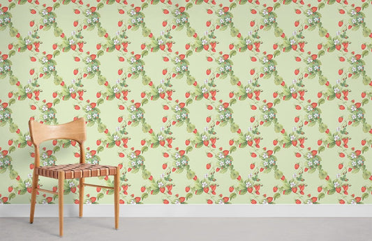 Vintage Floral Patterned Green Mural Wallpaper