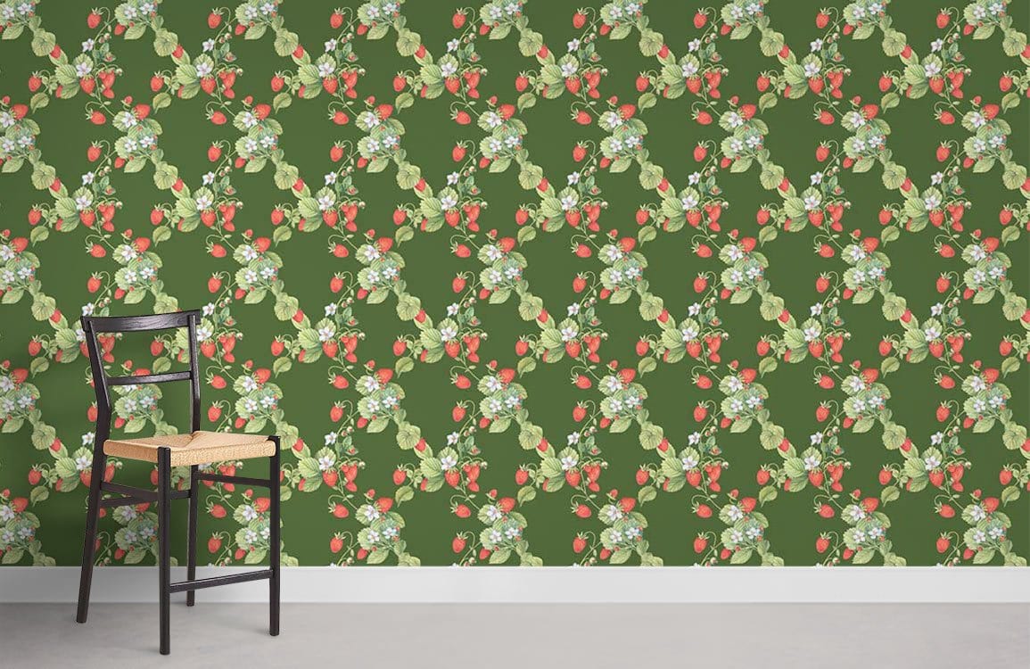 Emerald Green Floral Vintage Mural Wallpaper