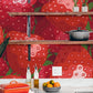 mural of a strawberry in a living room