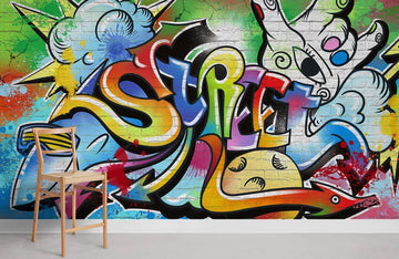 Carta da parati murale di arte urbana graffiti colorati