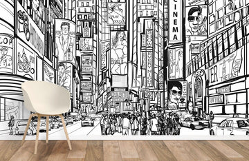 Urban Chic Black and White Mural Wallpaper