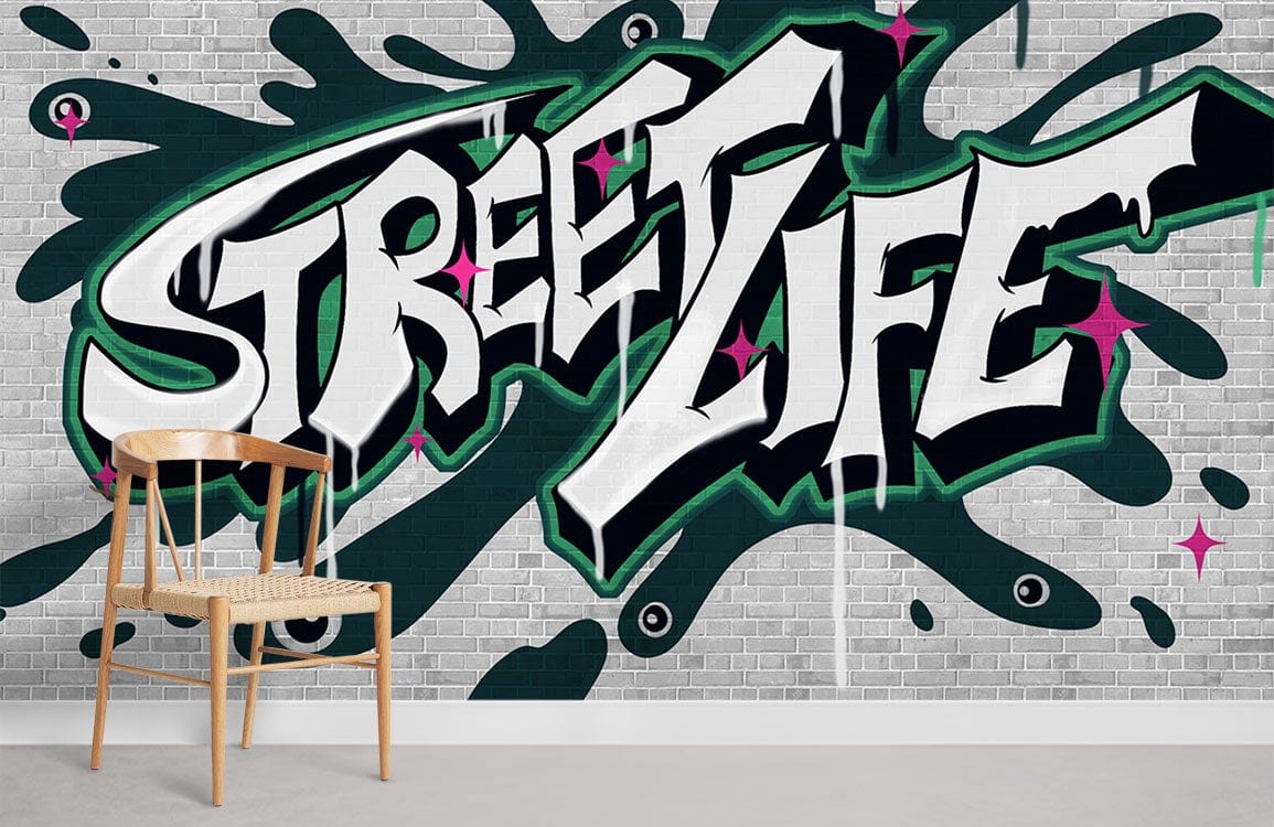 Urban Graffiti Street Life Mural Wallpaper