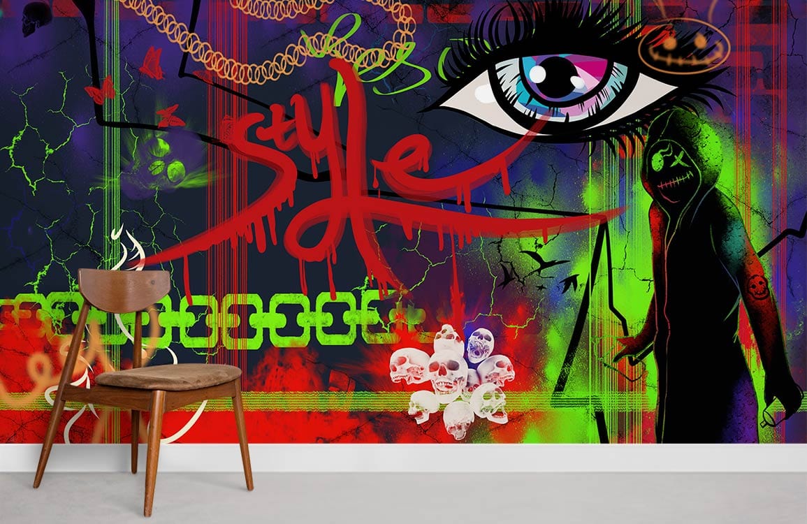 Gothic Graffiti Art Mural Wallpaper