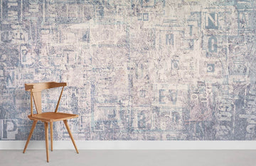 Vintage Typographic Neutral Mural Wallpaper