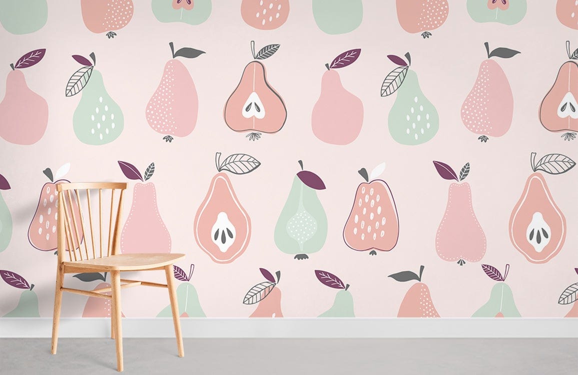 colorful pears Fruit Wallpaper Mural for Room decor