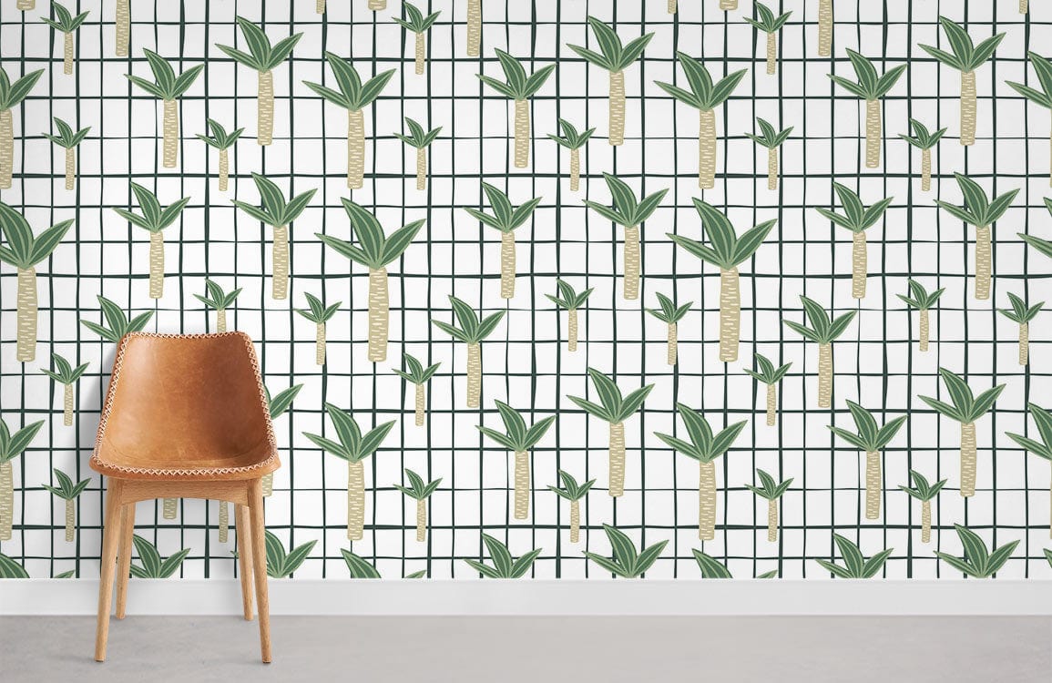 Summer Palm Tree Mural Wallpaper Room Decoration Idea