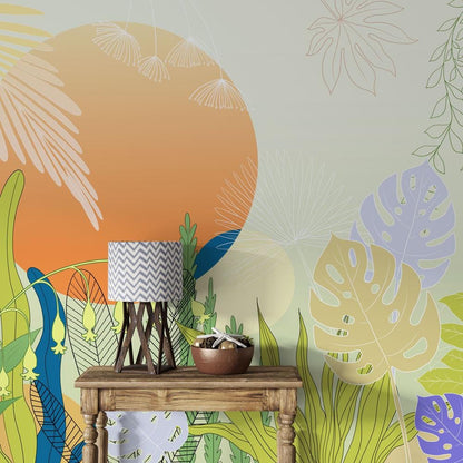 Decoration for the Hallway Utilizing a Vitality Plant Wallpaper Mural