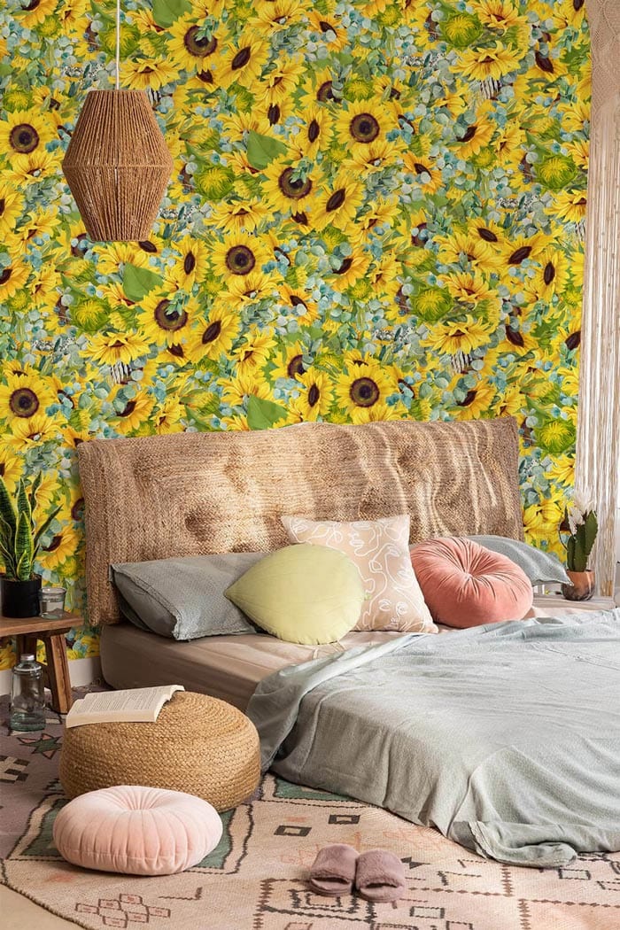 yellow sunflowers floral colllection bedroom