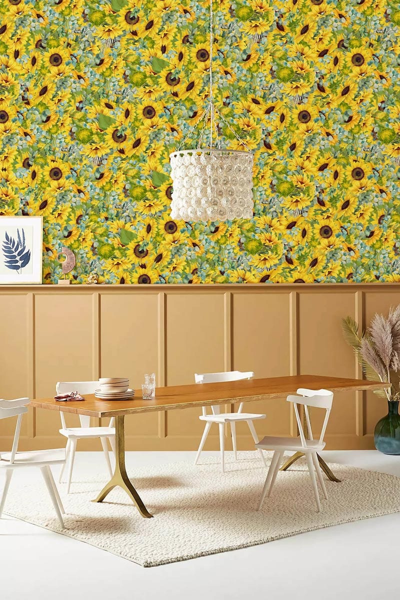 sunflower blossom wallpaper mural lounge