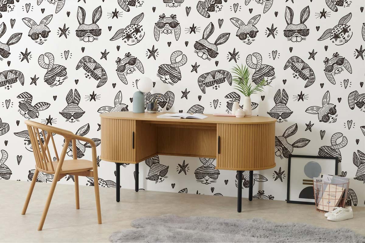 Sunglass Bunny Mural Wallpaper Home Interior Decor