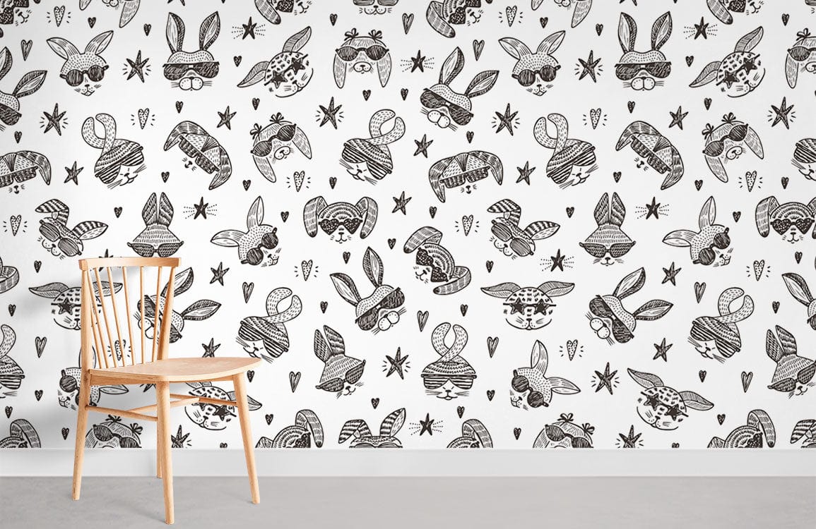Sunglass Bunny Cool Animal Wallpaper Room