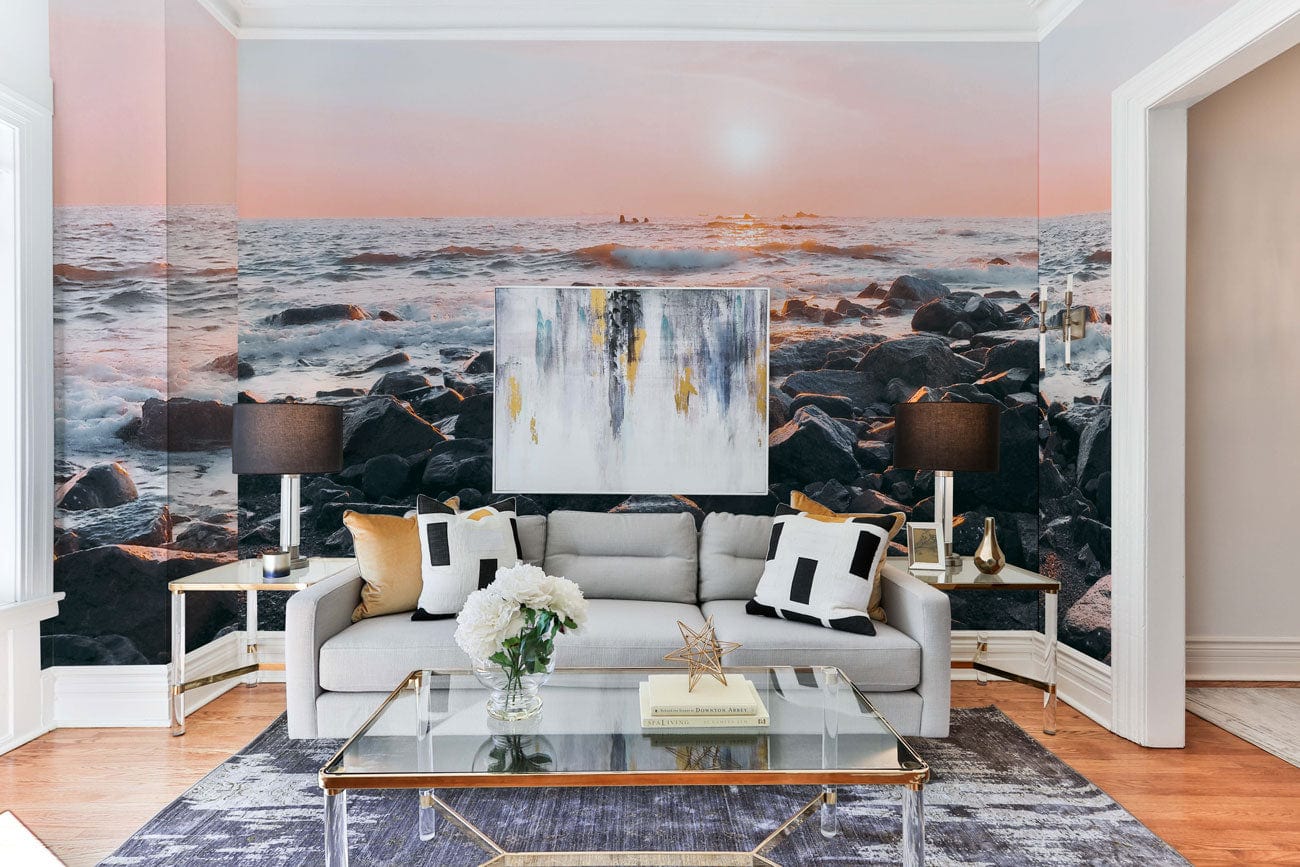 sunrise on ocean wallpaper mural living room decor