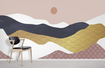 Abstract Mountain Landscape Art Deco Mural Wallpaper