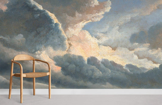 Sunset Clouds Painting Wallpaper Room