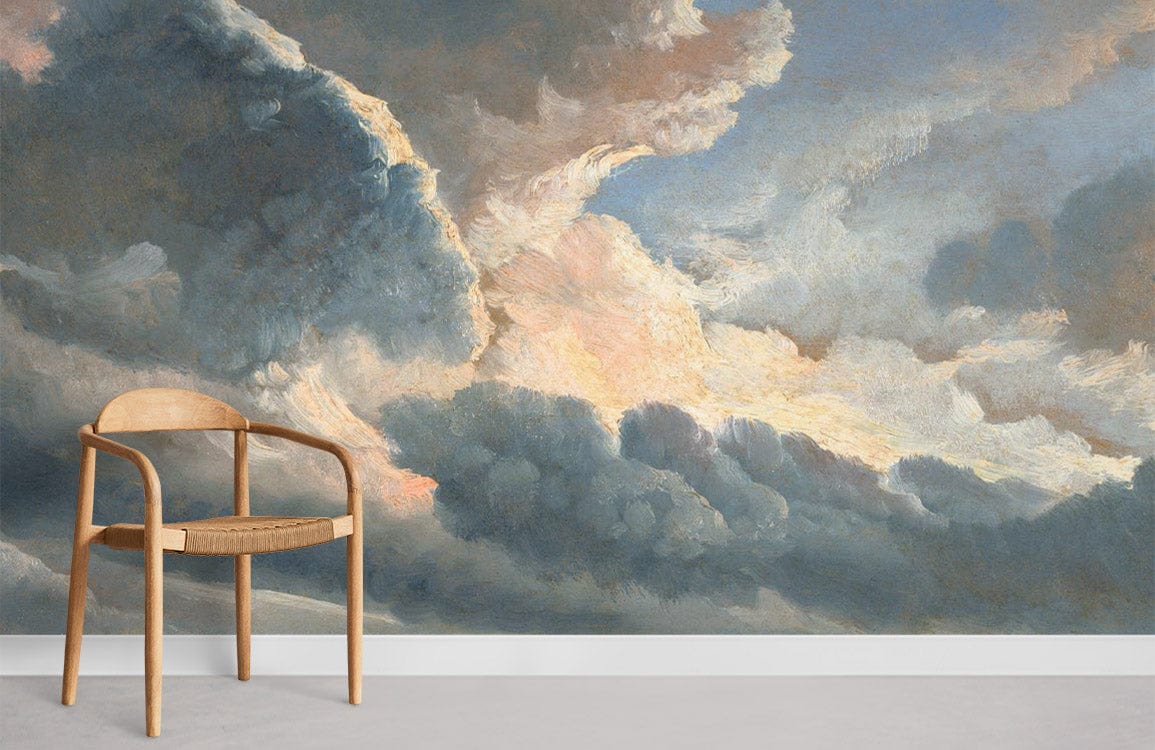 Sunset Clouds Painting Wallpaper Room