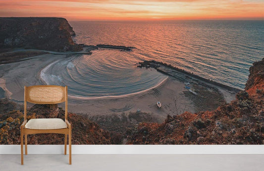 Sunset Beach Landscape Wall Mural in living room