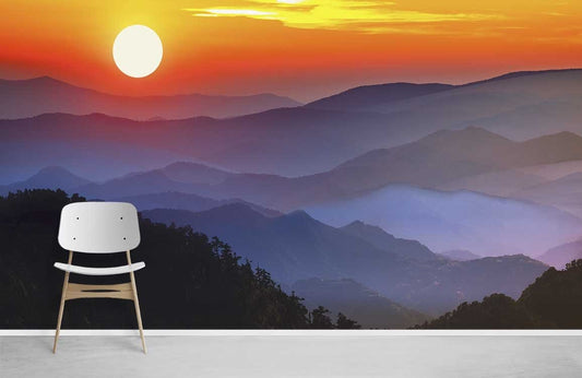 Sunset Mountain Landscape Wallpaper Mural